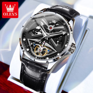 [Swiss New] OLEVS Automatic Movement Watch For Men Waterproof Original Fashion leather Hollowed Luminous Genuine Mechanical Mens Watches