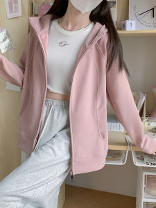 MiiOW | เสื้อแจ็คเก็ตมีฮู้ดสีเทาทรงสลิมฟิตสำหรับฤดูใบไม้ร่วงปี 2024 เสื้อเชิ้ตแขนยาวทรงหลวมสวมใส่สบาย สไตล์ลำลอง สไตล์ทำงาน