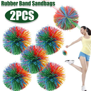 2Pcs Multifunctional Colorful Rubber Band Shuttlecock 6.5cm Rubber Band Silicone Fun Elastic Stress Relief Ball Children Adult Outdoor Sports Sensory Game