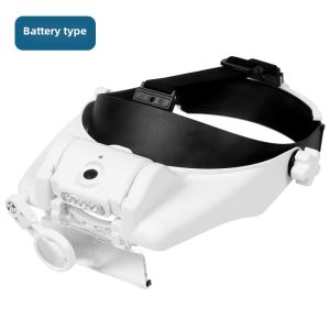 Solar Fire USB Charging Head Glasses Type High Power 13 Times Maintenance Watch Circuit Board Household Appliance Magnifying Glass with LED Light Medical Operating Room Elderly Reading HD Hand Carved Use Expander