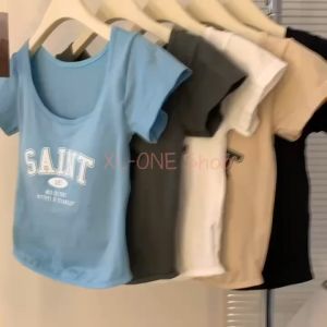 เสื้อ กล้าม SAINT แนว Y2K มีฟองน้ำใน ตัว เสื้อยืดแขนกุดลายลิ้วสไตล์ เกาหลี ผ้านูมสวมใส่สบายพร้อมส่งกรุงเทพ