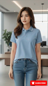 Áo Polo Nữ Bee Vải Cá Sấu Thái màu xám phối 1 sọc trắng thanh lịch chuẩn công sở hàng thiết kế cao cấp