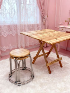 Durable Thickened Solid Wood Small Stool Stainless Steel Stool Home Use Childrens round Stool Economic Type Modern Simple Style