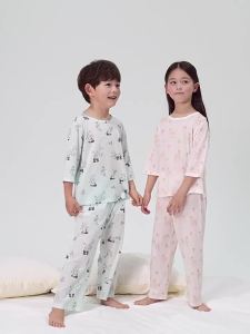 NIDUOXIONG | Spring Summer Kids Tencel Sleepwear Set