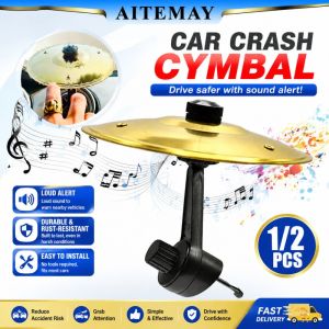 【Local Stock】Aitemay 1/2pcs Car Mini Crash Cymbal for Air Vent - Hand Percussion Drum Portable Car Interior Musical Instrument Adjustable Clip Clear Metal Sound Fun Car Accessory for Drummers and Music Lovers