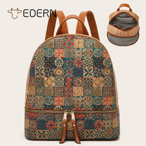 EDERN phong cách dân tộc cổ điển của phụ nữ Ba lô không thấm nước vellum Ba lô giản dị đa năng Dupont giấy cặp sách sức chứa lớn Ba lô du lịch