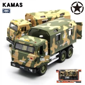 【WJ】1:32 Kamas military transport vehicle alloy model with sound and light sound and effect Warrior for kids boy  childrens toy military car model