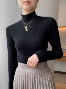 HUOLISI | Autumn and Winter New Stylish Slim Fit Black Long Sleeve Half-High Neck Sweater