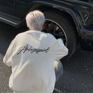 American Style Casual Cotton Long Sleeve T-Shirt Half Sleeve Summer Fashionable Korean Version Mens Loose Fit Breathable