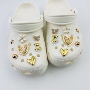 14PCS Summer Fashion Shoe Charms Set Accessories for Clogs Shoe Buckle Golden Bear Rivet Butterfly Flower DIY Shoes Decorations