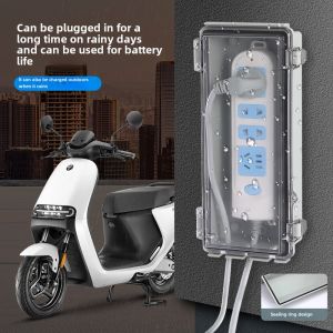 Punch-Free Outdoor Power Strip Water Proof Cover for Switch Power Strip Waterproof Cover Electric Car Charging Rainproof Protection Box Socket with Lock