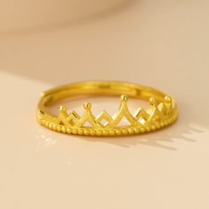 CHOW TAI FOOK 999 24K Pure Gold Adjustable Crown Ring F217319
