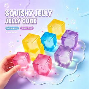 Squishy Transparent Jelly Cube Stress Relief Fidget Toy Soft Clear Ice Cube Squeeze Toy Anti Anxiety Decompression Sensory Toy