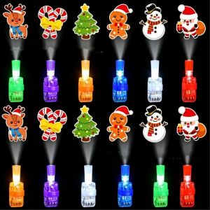Aitemay 36PCS Christmas Finger Projector Light LED Glow Ring Toy 6 Designs Santa Reindeer Snowman Party Favors Kids Xmas Gift Stocking Stuffers