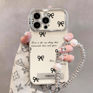 Silver Plated Full Screen Butterfly Knot Phone Case for OPPO Reno Series A3pro Stand A58x A93s A96 Protective Cover Silicone Material