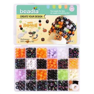 520 cái/hộp Halloween Bộ hạt nhựa Acrylic nhiều màu hạt Hợp Kim hạt Charm Set cho làm đồ trang sức vòng tay tự làm đồ thủ công Vòng Cổ Phụ Kiện