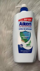 (Mẫu Mới) Sữa Tắm Sạch Khuẩn Aiken Hương Trà Xanh/ Bạc Hà 845g.