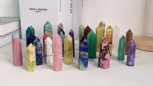 Natural Fluorite Crystal Colorful Striped Fluorite 4-7CM Quartz Crystal Stone Point Healing Hexagonal Wand Treatment Stone