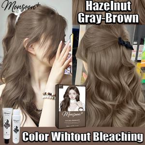 【2026 Most Popular Hair Dye TOP 1】Monsoon+ OFFICIAL STORE  / HAIR DYE natural hair dye colour Hazelnut Grey Brown shampoo cream with tool kit Not need to bleach hair  染发膏染发剂 200ml hair color dye long-lasting color fixation