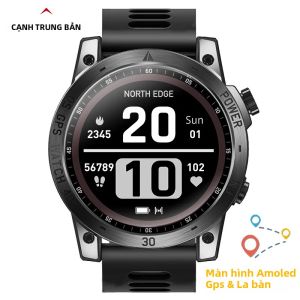 Đồng Hồ Thông Minh Thể Thao Nam NORTH EDGE Màn Hình AMOLED HD 1.43 Inch Khả Năng Chống Nước 50M ATM Tích Hợp Đo Độ Cao Áp Suất Khí Quyển La Bàn GPS Theo Dõi Nhịp Tim Và Nồng Độ Oxy Trong Máu