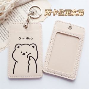 Double-Sided Soft Leather ID Card Holder Transparent Bus Metro Key Chain Card Case GCDK Brand Cartoon Anime Design China Made