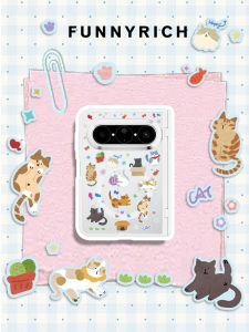 FUNNY RICH | Milk Cat Daily Post is suitable for Huawei PuraXMax mobile phone case and film integrated folding PURA Collectors Edition central axis all-inclusive magnetic protective cover ins wind and anti-fall