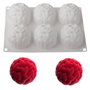 6 Cavity Heart Shaped Ball Mousse Silicone Molds Heart Shaped Chocolate Cake Dessert Molds French Pastry Baking Molds