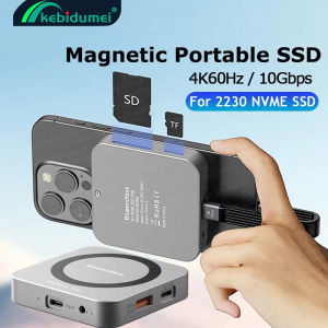 Kebidumei 2230 M. 2 NVMe Magnetic SSD Enclosure 10Gbps USB 3.2 Type-C Expand Dock 4K 60Hz HD Hub 3.5mm AUX PD 100W Converter Support SD/TF