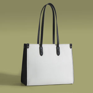 New Ladies Large Capacity Tote Bag Fashionable Commuter Shoulder Bag Color Block Document Bag Stylish Handbag for Business