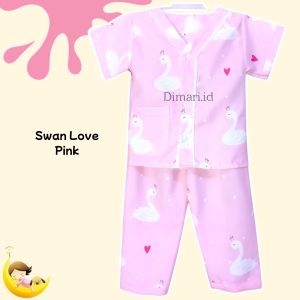 Dimari Piyama Anak Perempuan Usia 1-12 Tahun Motif Swan Angsa