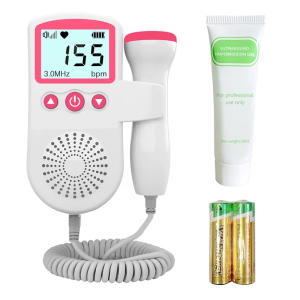 Fetal Doppler with Gel for Pregnant At-Home Baby Heartbeat Monitor Portable Ultrasound Probe LCD Fetal Doppler Baby Heart Monitor Set