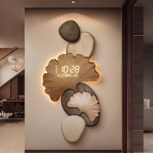 BEISIJIA | Silver Ginkgo Decoration High-end Digital Wall Clock