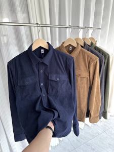 AMEI! ผ้าลูกฟูกวินเทจ! ฤดูใบไม้ร่วงผู้ชายการค้าต่างประเทศลำลองสีทึบชุดทำงานเข้าคู่ง่ายเสื้อแจ็คเก็ตแฟชั่น