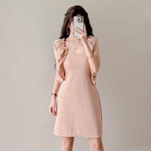 Gwen Ruffles Dress Bark Crepe Small - Medium Frame