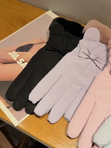 Găng Tay Mùa Đông Lót Lông Không Thấm Nước Màu Trơn Basic Winter Summer Bao Tay Nữ Vải Chống Thấm Giữ Ấm Chạy Xe