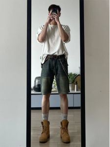 ZHUOCAN | Vintage Blue Loose Short Pants