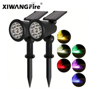 9LED Solar Spotlights Outdoor IP65 Waterproof Brightness Adjustable Spot Light Garden Backyard Driveway Patio Decor Lamp