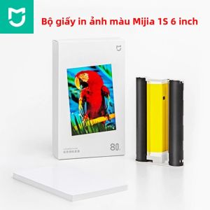 Máy In Ảnh Di Động Mijia 1S Giấy In Thăng Hoa Màu Sắc Độ Nét Cao Giao Diện WiFi 80/160/240 Tờ 6 Inch Tự Động Nạp Giấy