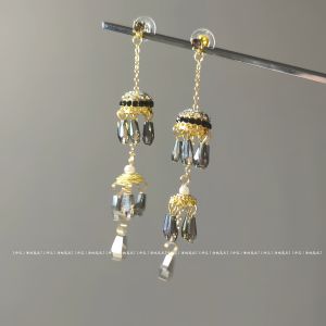 Lanjinhuo Bell Tassel Earrings Women Elegant Unique Personality Ear Jewelry Fashionable Ethnic Style Alloy Silver Gold Plated