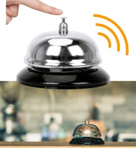 Silver Call Bell for Restaurant with Black Base - Wireless Signal Icon - Kitchenware & Tableware Category