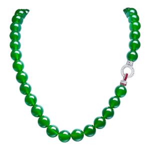 AILEQ | Court Style Jade Chalcedony Mala Necklace