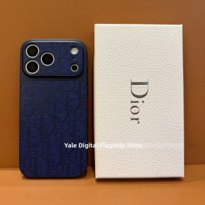 Luxury Blue Embossed Leather Phone Case Full Protection Shockproof