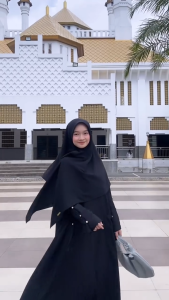 Dthree - Abaya Turki Humaira Series (Putih) Gamis Umroh Syari Set Hijab