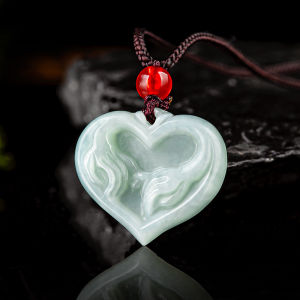 Natural Myanmar Genuine Goods Fake Jadeite Jade Heart Shape Holding Hands Jade Pendant Pendants with Certificate