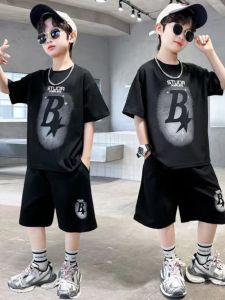 Cool Cotton Boys Summer Outfit Set Short Sleeve Sportswear Stylish Kids Clothing Two Piece Set Breathable Machine Washable