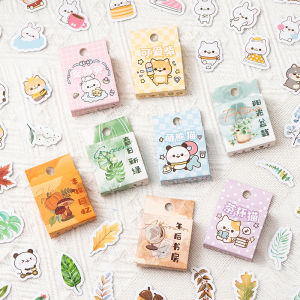 Cute Cartoon Cat Stickers Boxed Decorative Adhesive Notes Diary Journal Cover Phone Case Decoration for Girls Children DIY