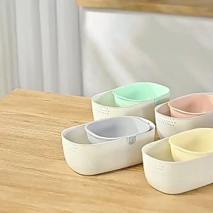 2026 NEW 1PC Double Layer Drain Basket Thickened Household Fruit Plate Snacks Dried Fruit Box Kitchen Drain Tray Organizer`
