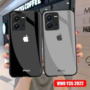 Softcase Glass Kaca VIVO Y35 2022 Motif Iphone Terbaru[M154] Casing HP VIVO Y35 2022 Terbaru - Case HP VIVO Y35 2022 Terbaru - Pelindung HP