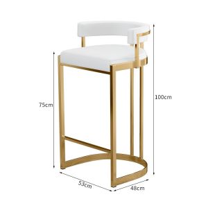 Nordic Luxury High Stool Bar Chair Simple Backrest Coffee Shop Bar Chair Home Island Counter High Chair European Style Fixed Height
