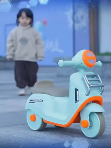 Beige รถขาไถเด็ก 3 ล้อ กันล้ม ไฟหน้า LED หมุน135° ที่นั่งเก็บของ มีเพลง เล่นในบ้าน สำหรับเด็ก3ถึง9ปี